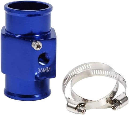 36 mm slangekobling, blå vandtemperatursensor, trykmåler, radiatorslangeadapter