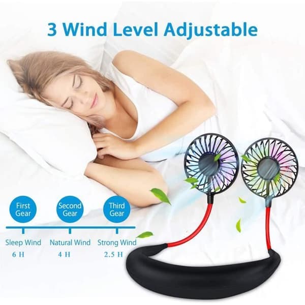 Mini urheilufani - PLAIOIRE - USB-malli - 3 nopeutta - 360° kierto - Monivärinen LED