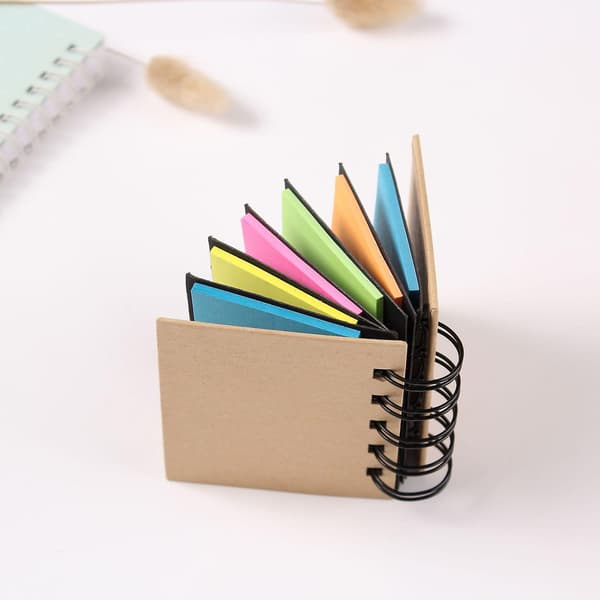 Sticky Notes Box Multi Memo Notisblokk Portfolio, 5 farger, Brun, 85*80mm