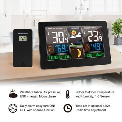 Väderstation - QJRRX - Digital - Termometer - Hygrometer - Väderprognos