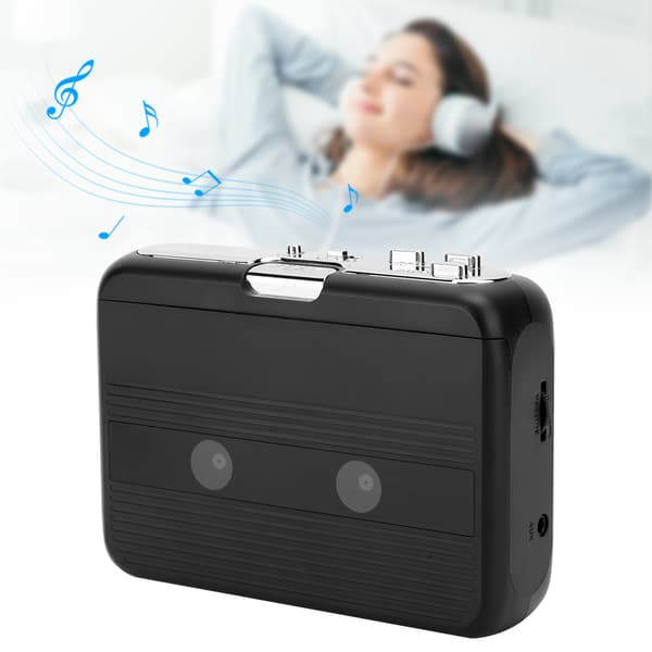 Kannettava Bluetooth-kasettisoitin FM-radiolla, automaattinen peruutus, musta