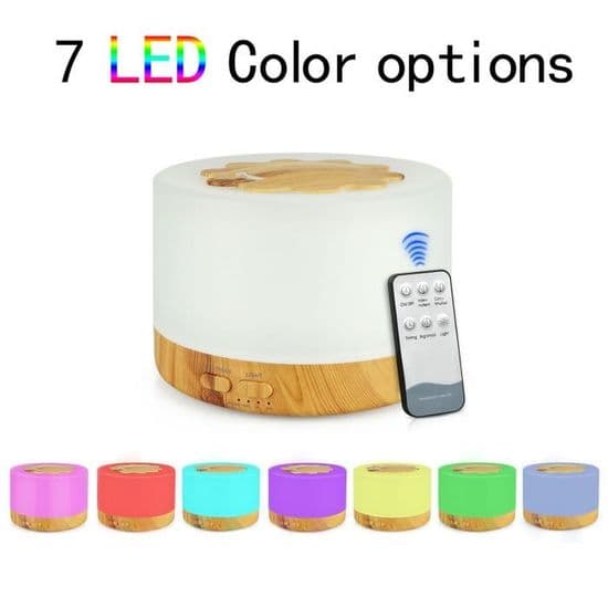 500 ml eterisk oljediffusor, ultraljudsaromdiffusor med 7 LED-färger, luftfuktare för hem, kontor och spa