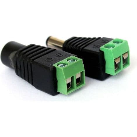 10 DC 2.1 x 5.5 mm kontakter for CCTV-kameraer – 12V strømforsyningsplugger og adaptere