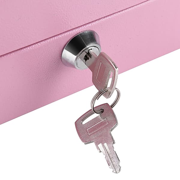 pc Mini Bærbar Stålsafe med Lås for Kontanter Mynter Sikkerhetsboks Husholdning Rosa