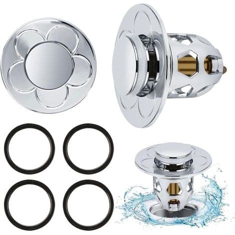 Stykker Universal Pop-Up Vask Afløbsprop 34-40mm, Pop-Up Vask Afløbsprop med Anti-Tilstopningsfilter, Anti-Blokerings Afløbsfilter, Badekarsprop til Køkken