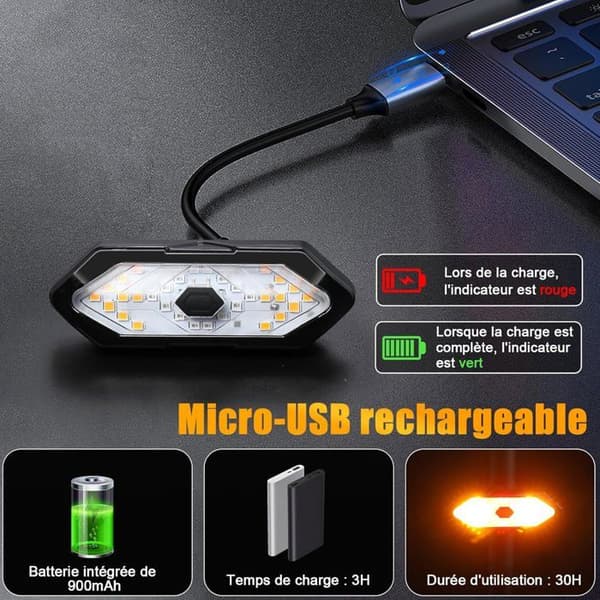 Smart sykkelbaklys, USB oppladbar bremseinduksjon, IPx6 vanntett, 4 LED baklysmoduser