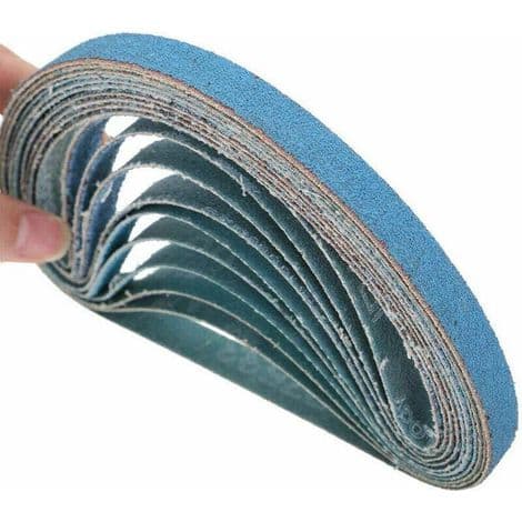 Ulisem 10 stk. holdbare 10x330mm slibebånd - 60 korn til båndslibere, slibning af metal/træ, rustfjernelse