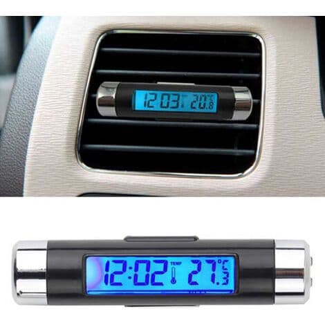 Tønneformet bilklokketermometer, LCD-skjerm, LED-ventilklips, digitalt bilklokketermometer