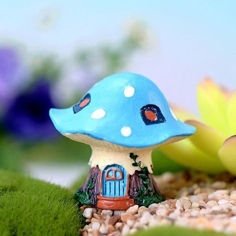 Mini svamphus, miniatyrprydnad för älvträdgård, bonsai, 1 stycke (blå)