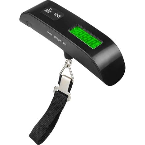 Digital reisevekt med krok, tarafunksjon, enhetskonvertering. Nøyaktig opptil 50 kg, praktisk for reise - svart.
