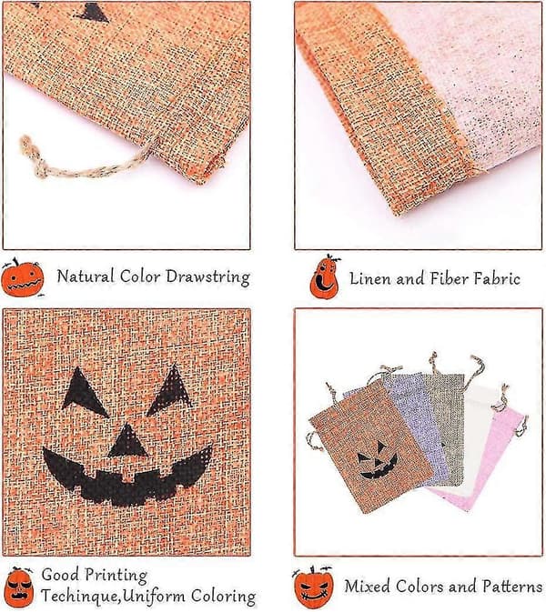 20 st Halloween Presentpåsar med Dragsko - Färgglada Jutesäckar för Godbitar!
