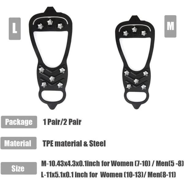 Isbroddar - Universal - 8 tänder - Halkfria - Storlek M+L - Vintersport