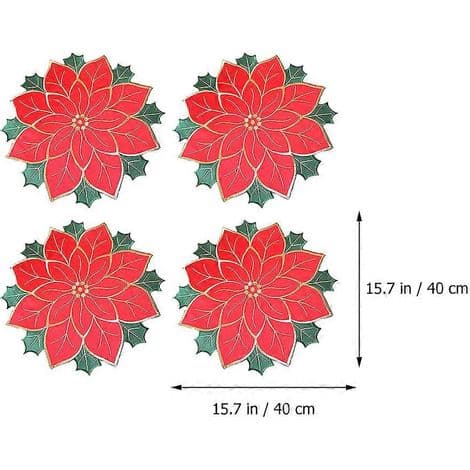 Julstjärna Julunderlägg Set om 4, Röd Syntetfiber