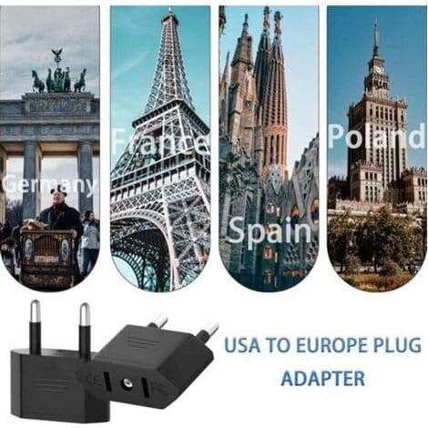 4-pak US-stikadapter, XU, US til Frankrig-adapter, US til Europa (EU) strømadapter, US-stikadapter, US til EU rejseadapter (sort)