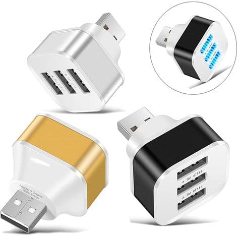 USB 2.0 laddningsförlängningskabel med 3 portar och utökad USB-splitter.