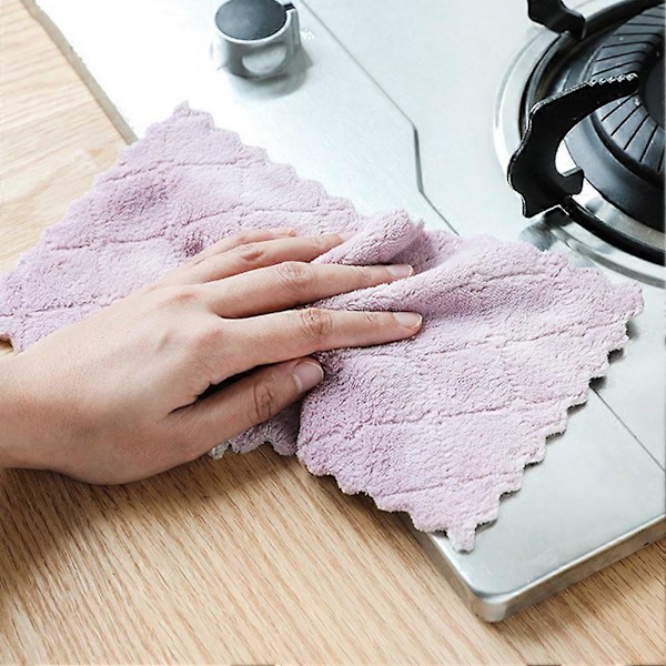 4 st/set Vattenabsorberande Mjuk Korallfleece Hem Kök Handduk Rengöringsdukar TSUNDEAU