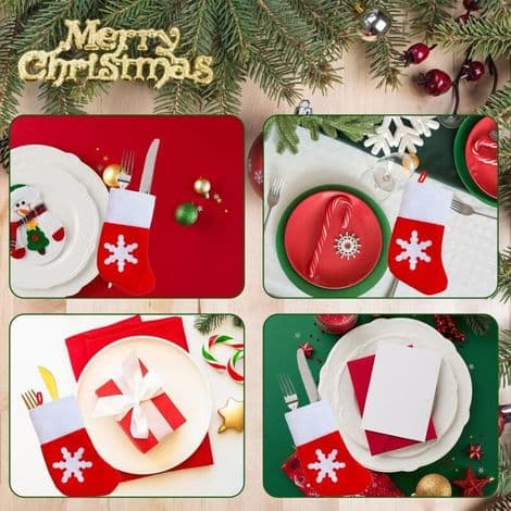 Julebestikkholder, mini julestrømper, 12-delt julebestikkholder sett, julebestikkorganisator, julebestikk B