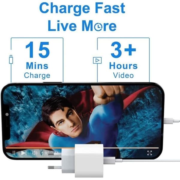 20W USB-C hurtigoplader til iPhone med 1M kabel til iPhone 13-13 Mini-13 Pro-13 Pro Max-12 11, Type-C vægadapter [1352]