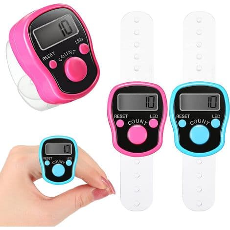 Bärbara digitala stick- och virkmaskor, blå och rosa