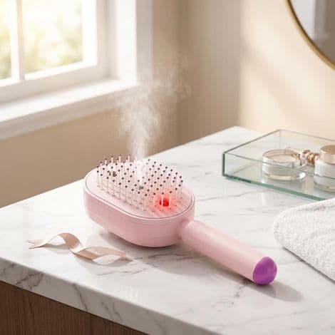 Luftpute massasjekam og elektrisk spray, damp rettetangbørste, masserende tåkebørste