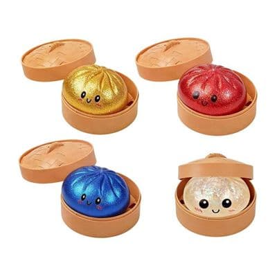 Glitter DumplingSquishy Giant Rainbow Mystery DumplingsSquishy, søde bløde Mystery Dumplings Stressbolde, Squeeze Dough