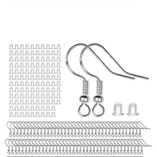 2x 120 Styk Ørekroge og 120x Ørepropper til DIY Smykkefremstilling Ferie