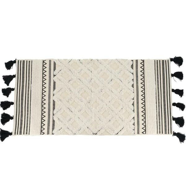 Agadir matta, bomull/andra fibrer, 45x90 cm - svart/vit - Trendig