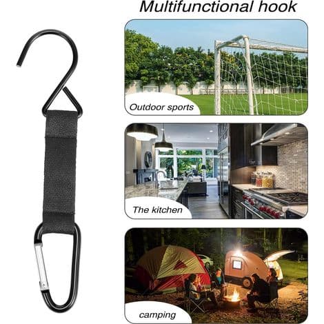 Stödkrok - D-formad metallkrok med nylonfäste - För sportväskor, ryggsäckar, utomhusutrustning, hemorganisation - 4-pack