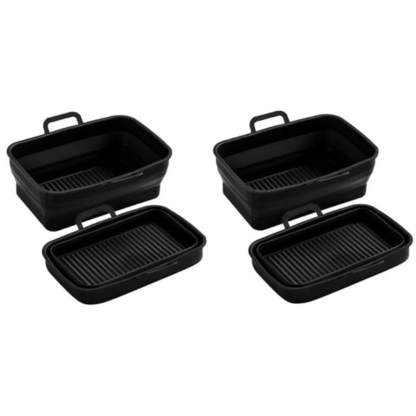 Sammenfoldelig firkantet airfryer silikoneskål 2-pak sort Ninja 201410