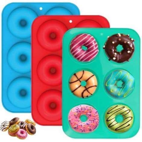 3-delt silikone doughnutform sæt, silikone doughnutforme, 6 non-stick hulrum, silikone doughnutform