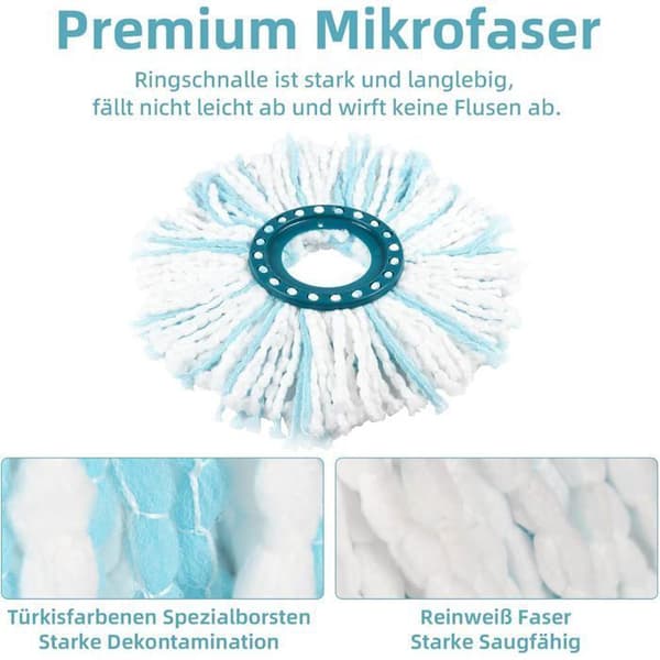 3 stk. erstatningsmoppehode, kompatibelt med Leifheit Clean Twist Mop, erstatningsmoppehode for moppesett L