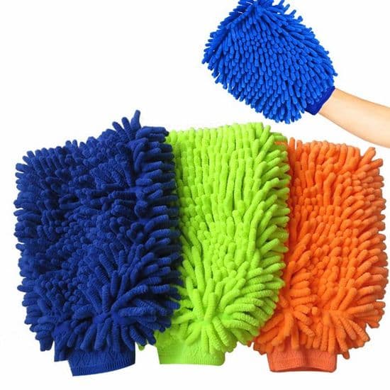 Sæt med 3 chenille bilvaskehandsker, bilvaskehandsker, mikrofiber bilvaskehandsker, 3 farver