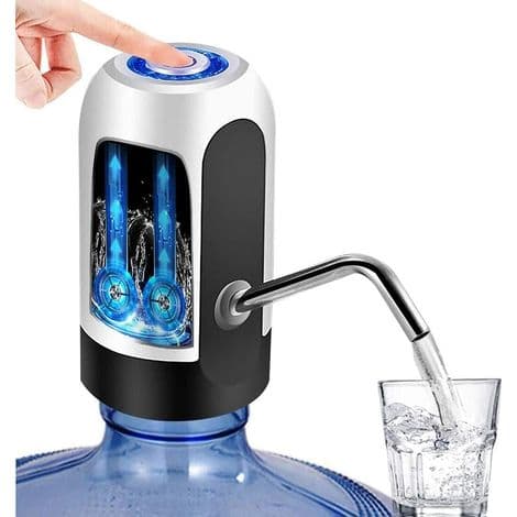 Vandflaskedispenser, bærbar elektrisk vandflaskepumpe til universelle 5-gallon flasker (sort + hvid)