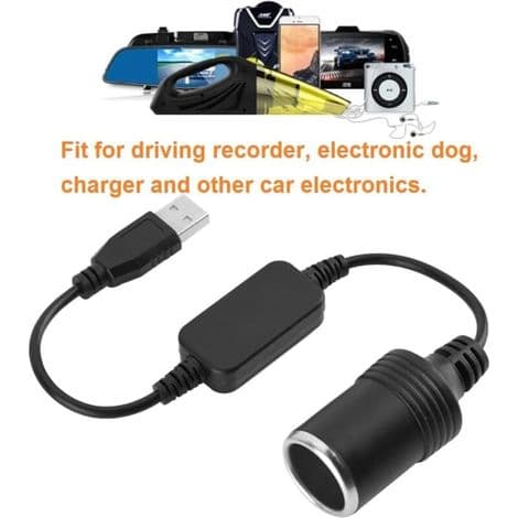 -Cigarettænderadapterkonverter, USB-port til 12V cigarettænderstikkonverterkabel