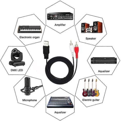 USB 2.0 han til 2 RCA han adapter til lyd og video, hjælpekonverter til TV/PC