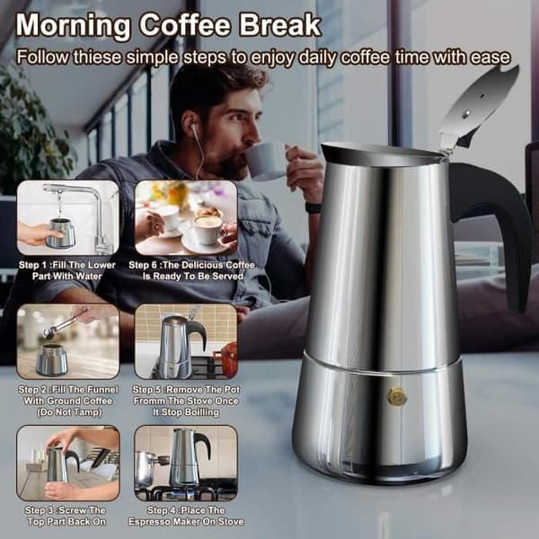 Italiensk kaffemaskine - Service - 300 ml - Rustfrit stål - Til voksne