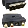RGB Scart 21-bens han til 3 RCA AV hun-konverter + videoadapter (sort)