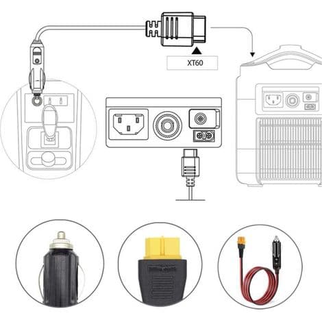Cigarettænder til XT60 12V 24 ladekabel til S2000 EB55, 757/767-serien