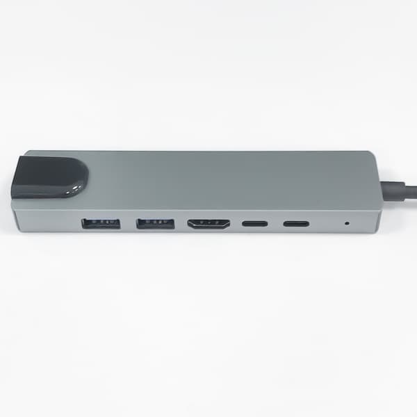USB-C-moniporttisovitin USB-A, USB-C, HDMI, RJ45 Harmaa