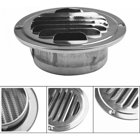 Rund ventilationsrist, ventilationsrist i rustfrit stål, med netventilation, rund ventilationsrist til udstødningsrør, diameter 120 mm