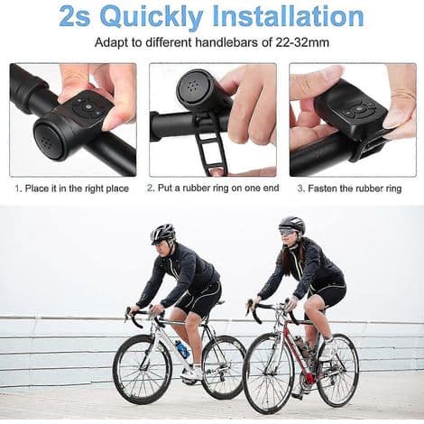 Elektrisk cykelhorn, med 120 dB alarm, IPX4 vandtæt, 4 ringetone-tilstande.