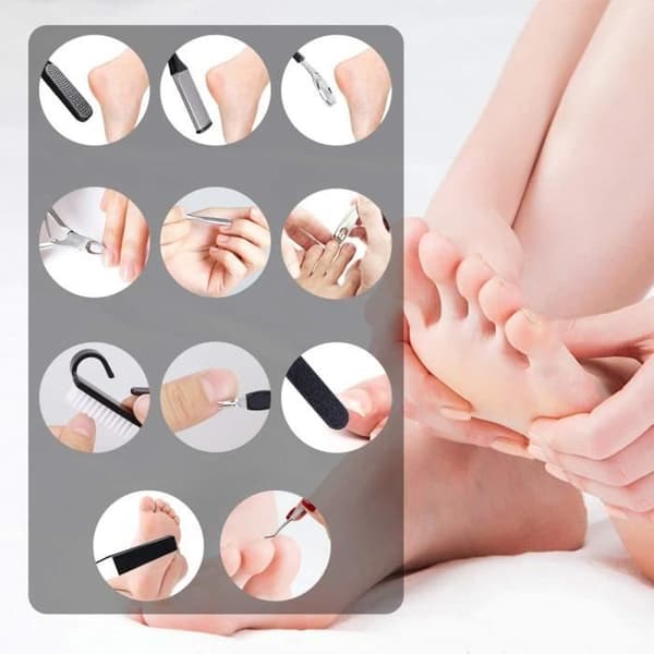 Professionelt Pedicure Sæt - 23 Dele - Rustfrit Stål - Fodpleje