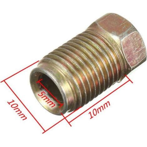 10 mm x 1 mm bromsrörsskruv, lämplig för 3/16\" 3/8\" UNFx 4tpi bromsrör