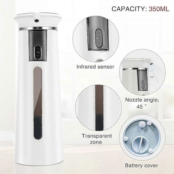 Tvåldispenser 350ML Automatisk Tvåldispenser Lämplig för Alla Vätskor Infraröd Sensor IPX6 Vattentät
