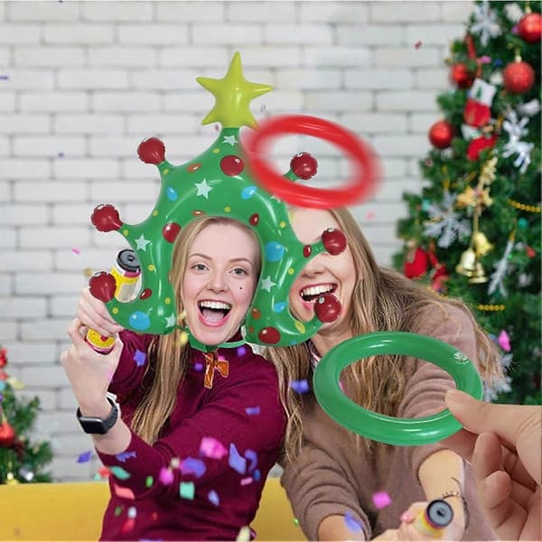 Uppblåsbart julgransformat pannbandsspel för julkalas och skoj