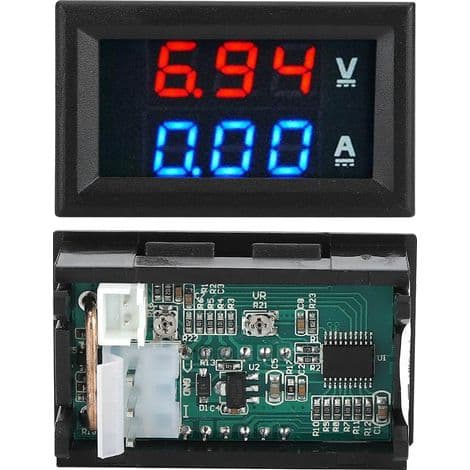 Digital voltmeter amperemeter dubbel LED-display röd blå 0-100V 0-10A 1% noggrannhet kompakt för bil motorcykelbatteri