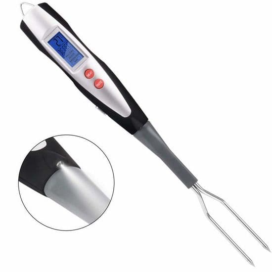 Kødtermometergaffel, grillgaffel med termometer, digital grillgaffel, digitalt stegetermometer