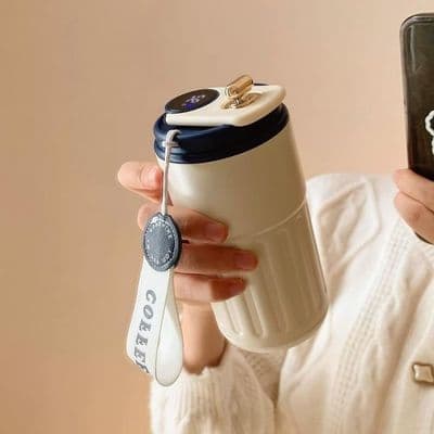 Blå - Smart kaffetermosmugg med intelligent temperaturdisplay, rostfri tumlare