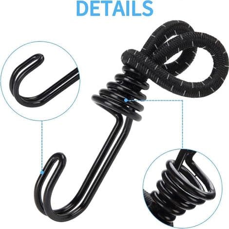 Elastiske bungee-snore, elastiksnor, kraftig elastiksnor med krog, stødsikker metalkrog, elastiksnor til camping, telte, bagage 1