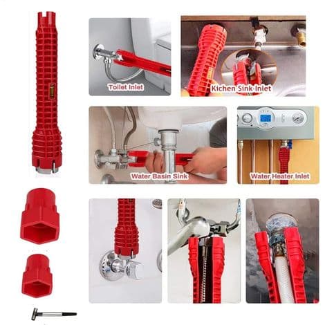 Vandhane- og vaskinstallationsnøgle, multifunktionelt køkkenhane-reparationsværktøj, vasknøgle, VVS-værktøj